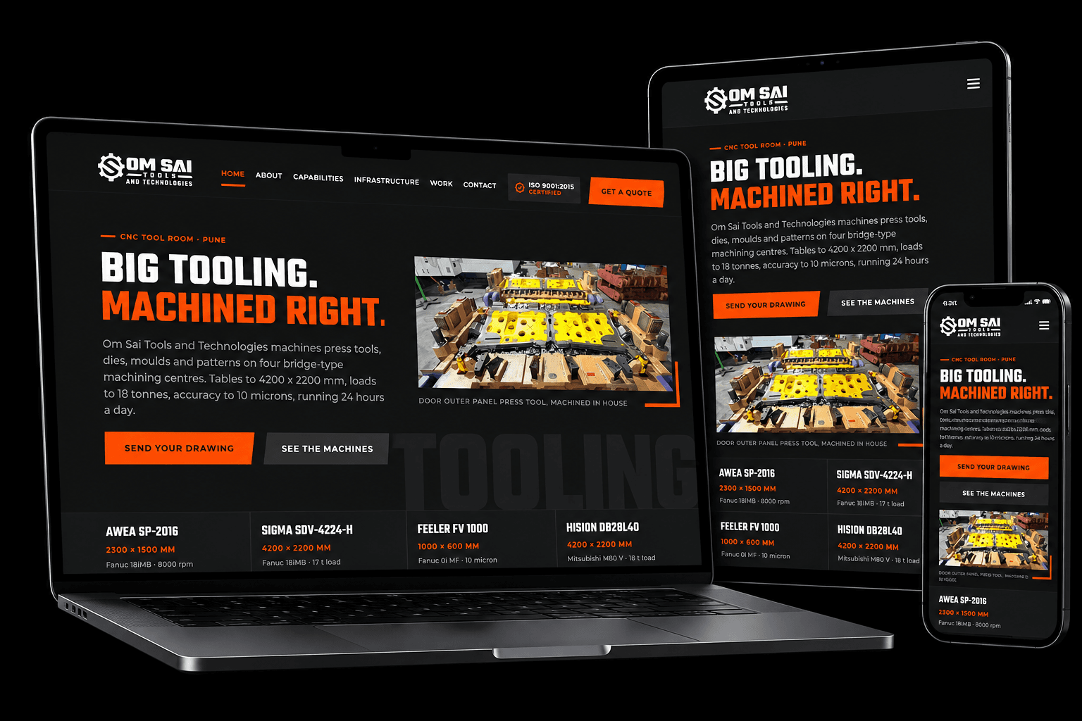 Om Sai Tools & Technologies website mockup