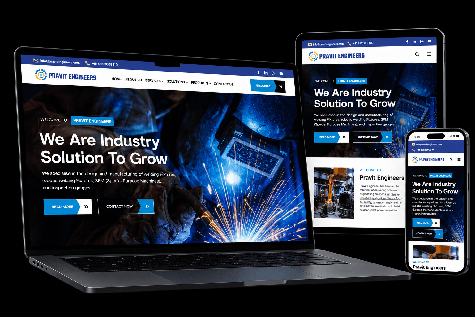 Pravit Engineers website mockup